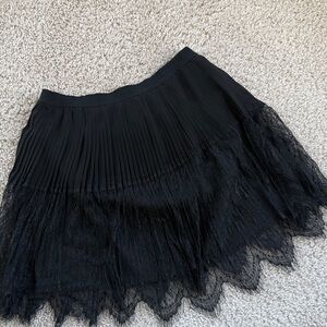 Forever 21 Black Pleated Lace Mini Skirt